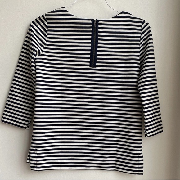 Madewell Gallerists Navy and White Ponte Striped 3/4 Sleeve Top Size XSmall - Picture 8 of 13